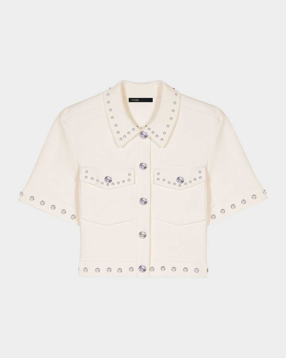 Moboy Studded Cropped Cardigan